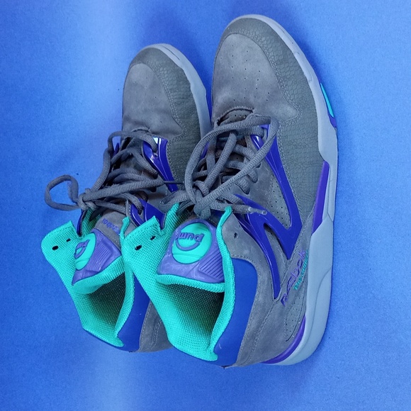 RARE REEBOK Omni Pump Gray Purple Teal Suede Japan Limited Edition - Picture 6 of 11